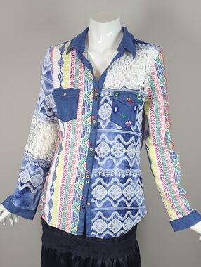 Desigual Multicolor Printed Western Shirt M